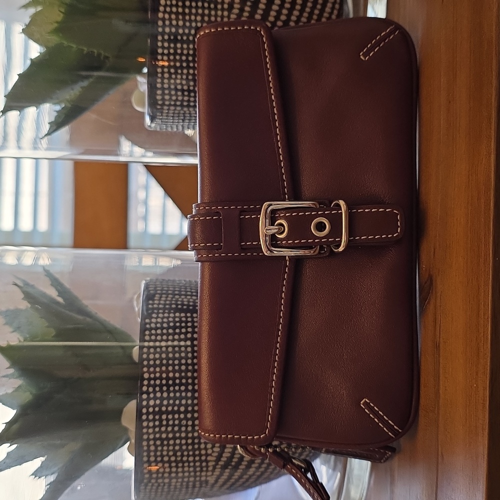 Burgundy Leather Coach Wristlet